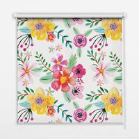 INNENROLLO - Fensterrollo - Rollo - 130x140 cm - Gemalte Blumen - Gelb, Kunststoff (130/140/0.5cm) - TULUP