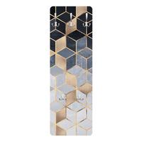 WANDGARDEROBE - Blau Weiß goldene Geometrie 34/105 cm - Goldfarben, Holzwerkstoff (34/105/1.6cm) - Bilderwelten