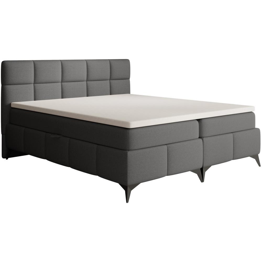 BOXBETT Solido mit Bettkasten 160x200 cm dunkelgrau - Dunkelgrau/Schwarz, Textil/Metall (160/200cm) - Beautysofa