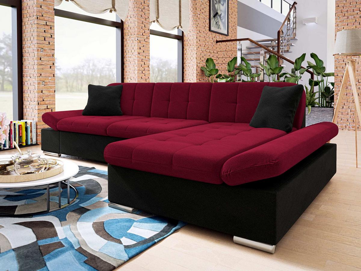 ECKSOFA Montana, Seite: Rechts - Rot/Schwarz, Holz/Textil (278/161cm) - MIRJAN24