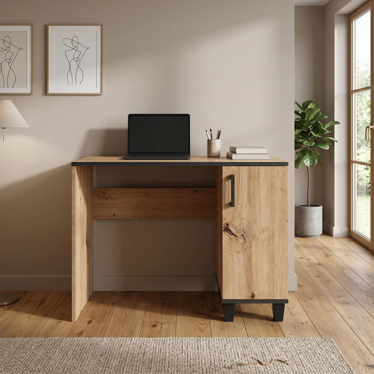SCHREIBTISCH CORTEZA 100x56x75 cm Bürotisch Computertisch, Eiche Artisan - Eiche Artisan, Holzwerkstoff (56/100/75cm) - MASSENO