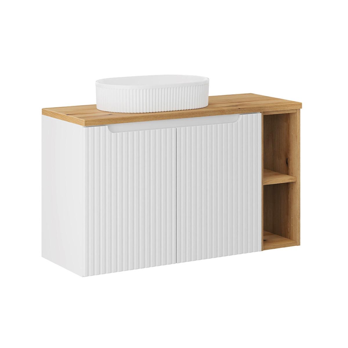 WASCHTISCH 100.4cm Riva Weiß und Holz - Weiß, Holzwerkstoff (100.4/59.5/40cm) - Petits-meubles
