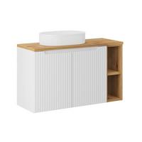 WASCHTISCH 100.4cm Riva Weiß und Holz - Weiß, Holzwerkstoff (100.4/59.5/40cm) - Petits-meubles