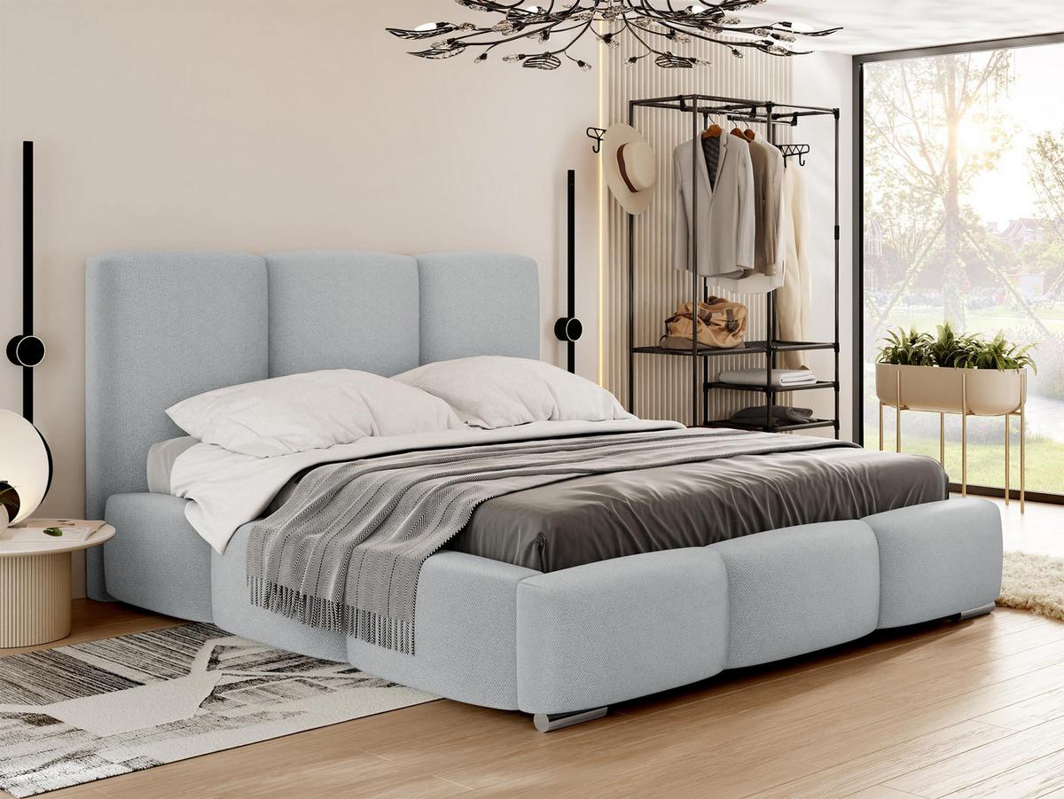 POLSTERBETT Olweria - Chromfarben/Hellgrau, Holz/Textil (140/200cm) - MIRJAN24