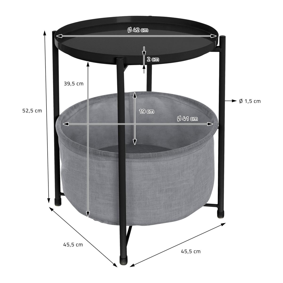 BEISTELLTISCH rund Ø45,5 x 52,5 cm Schwarz aus Metall - Schwarz, Metall (52.5/45.5/52.5cm) - ML-DESIGN