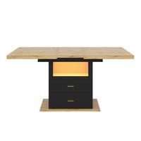 ESSTISCH Ausziehbar 110-140cm mit LED & 2 Schubladen Holzoptik - Naturfarben, Holzwerkstoff (80/110/75cm) - Urban Meuble