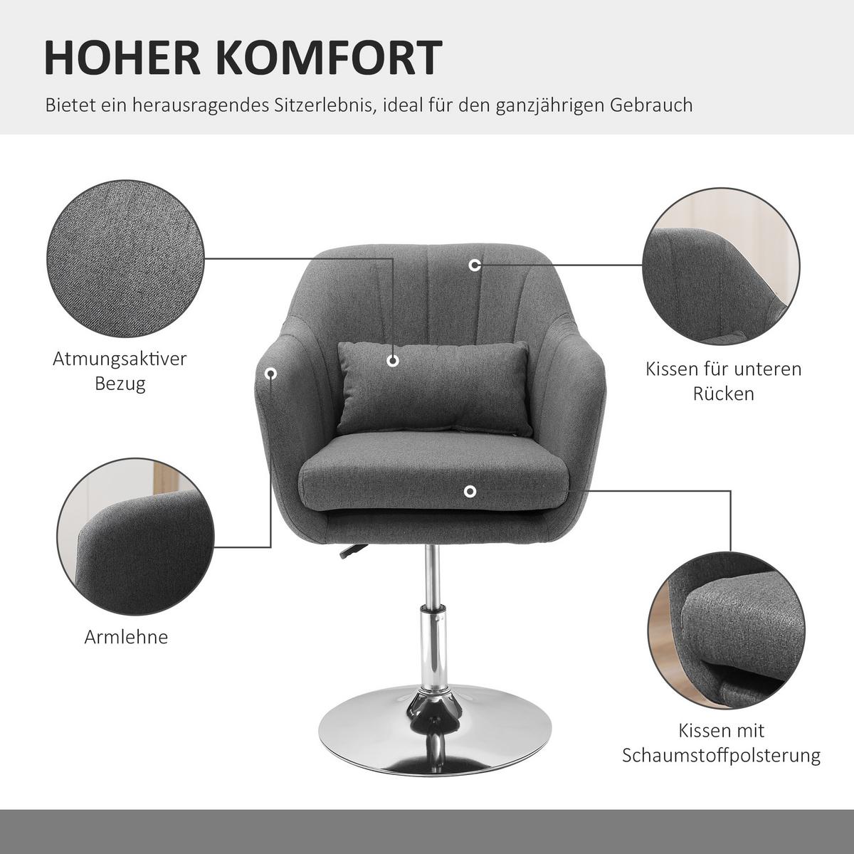 SESSEL Polyester Dunkelgrau - Dunkelgrau, Kunststoff (60/91/60cm) - HOMCOM
