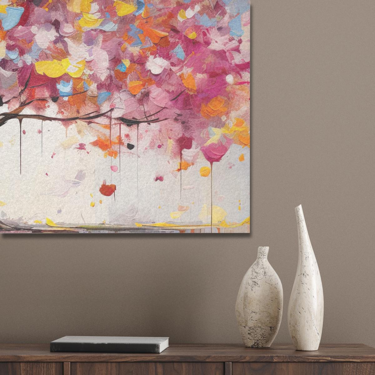 AKUSTIKBILD Aquarell - Baum - Kunst - Abstrakt Gemälde 80x60 cm - Multicolor, Kunststoff (80/60/0.9cm) - MuchoWow