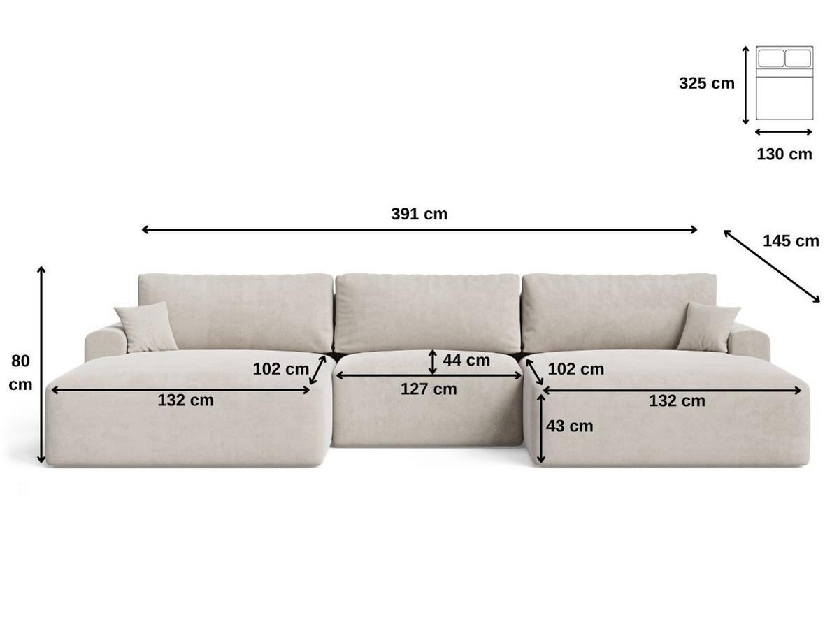 ECKSOFA U Serene Ecru - Ecru, Holz/Textil (391/145cm) - Graingold