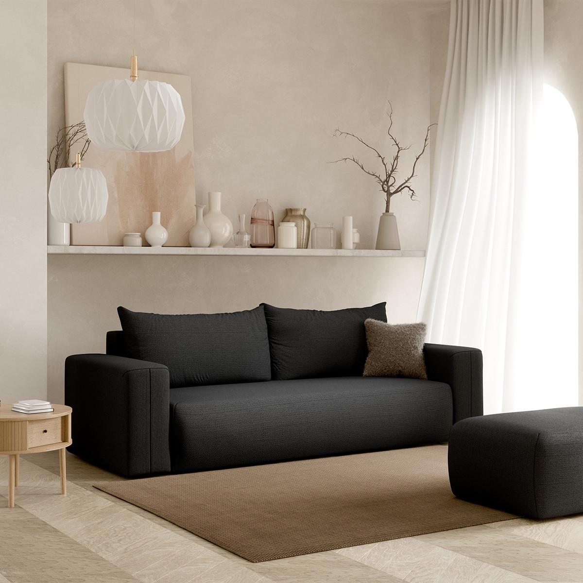 SOFA Bliss 3 Sitzplätze Dunkelgrau - Grau, Holz (252/72/97cm) - Petits-meubles