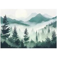 FOTOTAPETE Wald Berge Natur Vlies Tapete Wohnzimmer 250x175 - Grün, Papier (250/175cm) - Wallarena