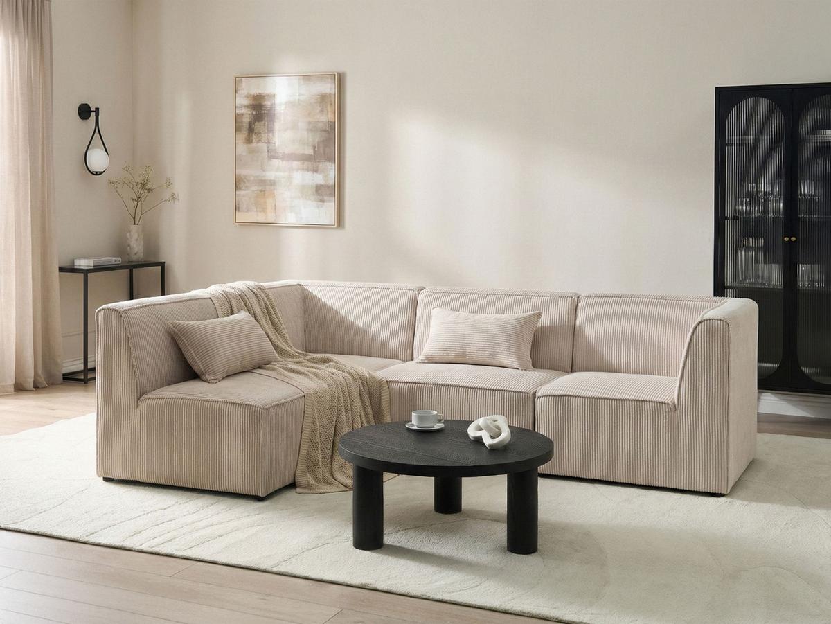 ECKSOFA Modul 4-Sitzer rechtsseitig Beige Cord Lemvig - Beige, Textil (250/166cm) - Beliani