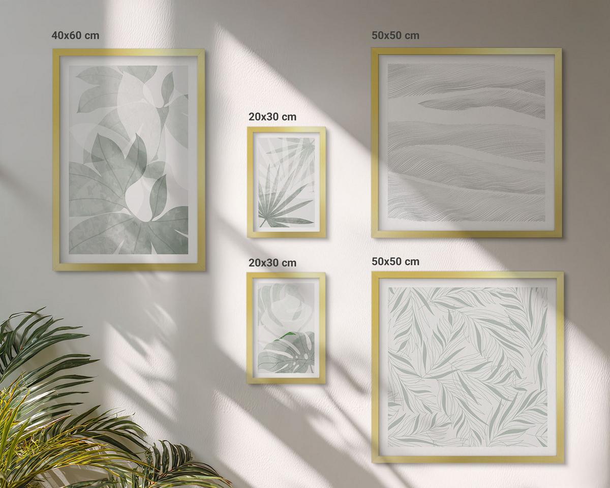 BILDER SET 5er Set - 50x50 cm & 20x30 cm & 40x60 cm Goldrahmen - Meeresarchitektur Griechenlands - Goldfarben, Kunststoff (40/60cm) - TULUP
