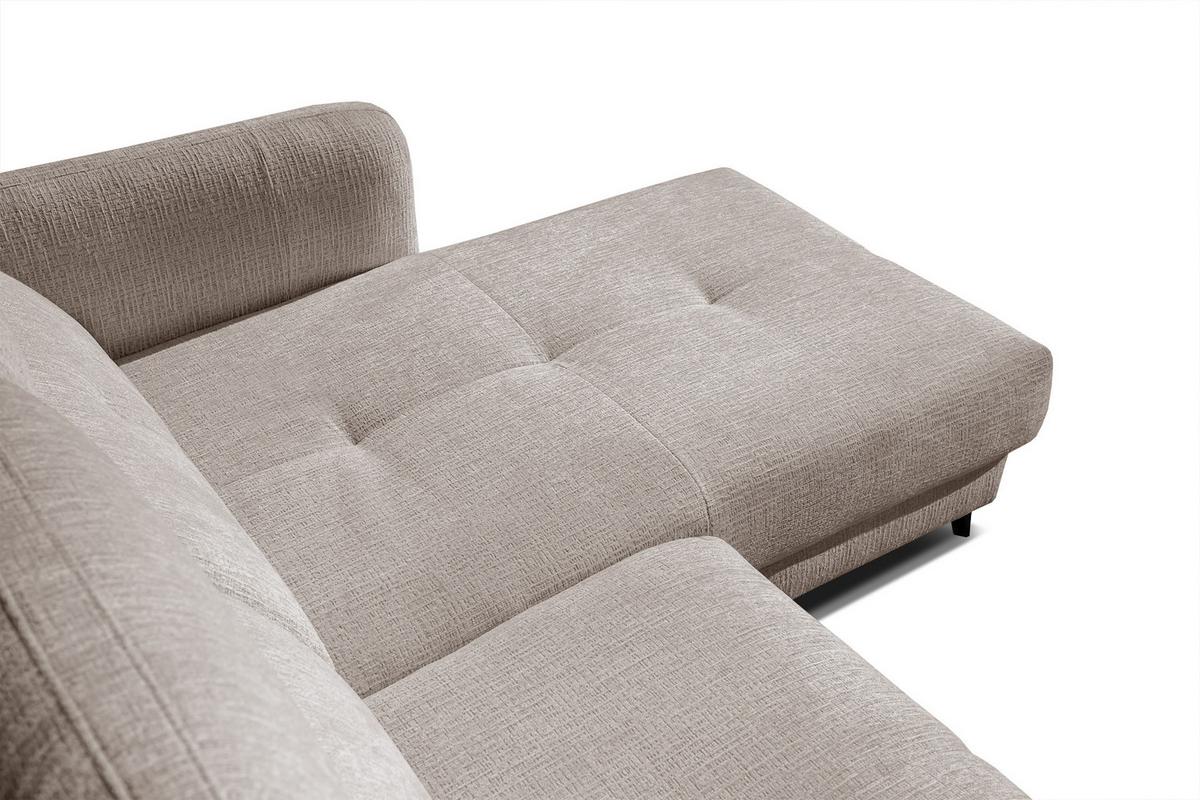 ECKSOFA SVEN 3-Sitzer, 1 Relax XL, verstellbare Kopfstützen, beige - Beige/Schwarz, Holzwerkstoff/Textil (256/163cm) - Wozimo