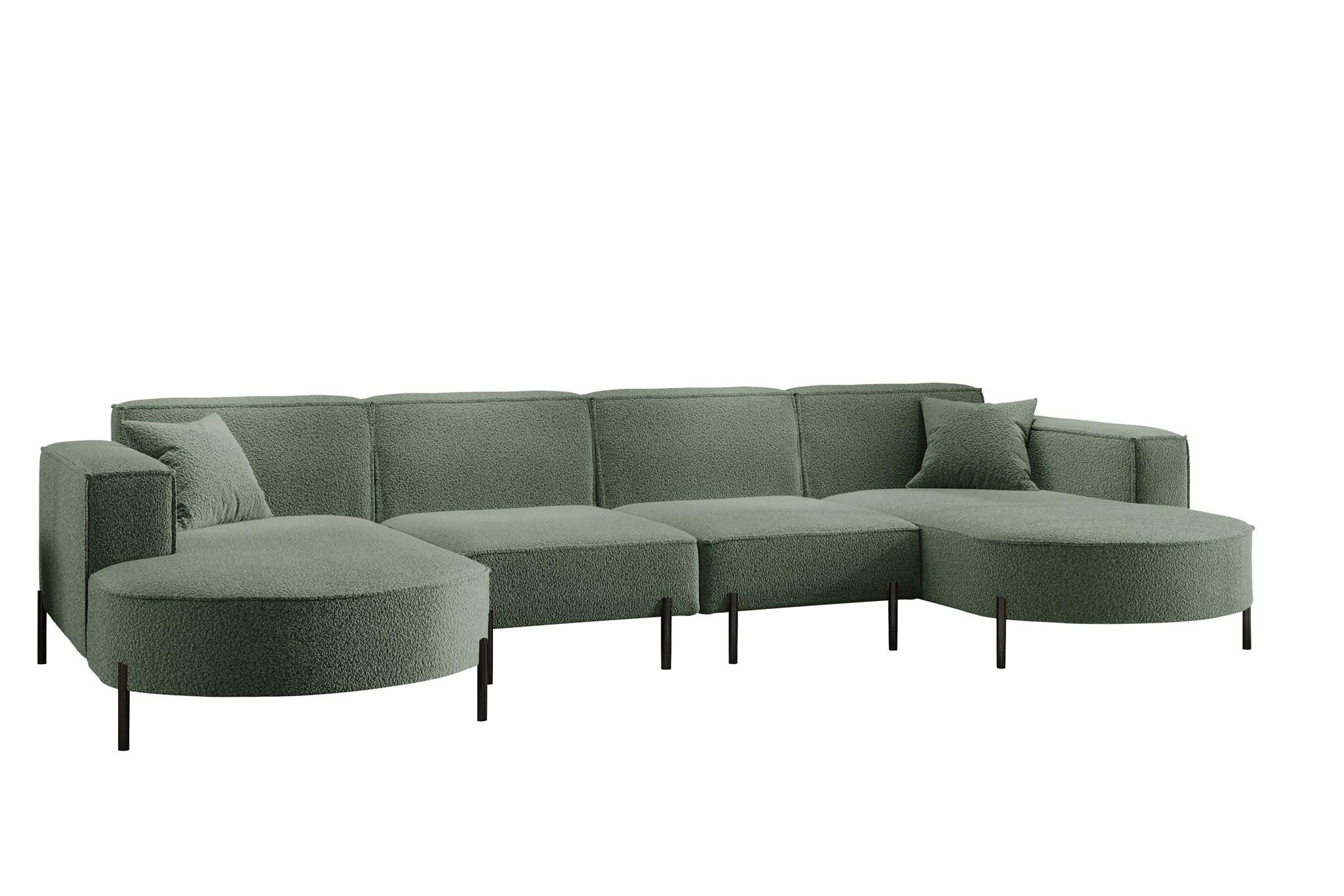 WOHNLANDSCHAFT Valencia Xl - Grün, Holzwerkstoff/Textil (384/80/165cm) - Fun Möbel