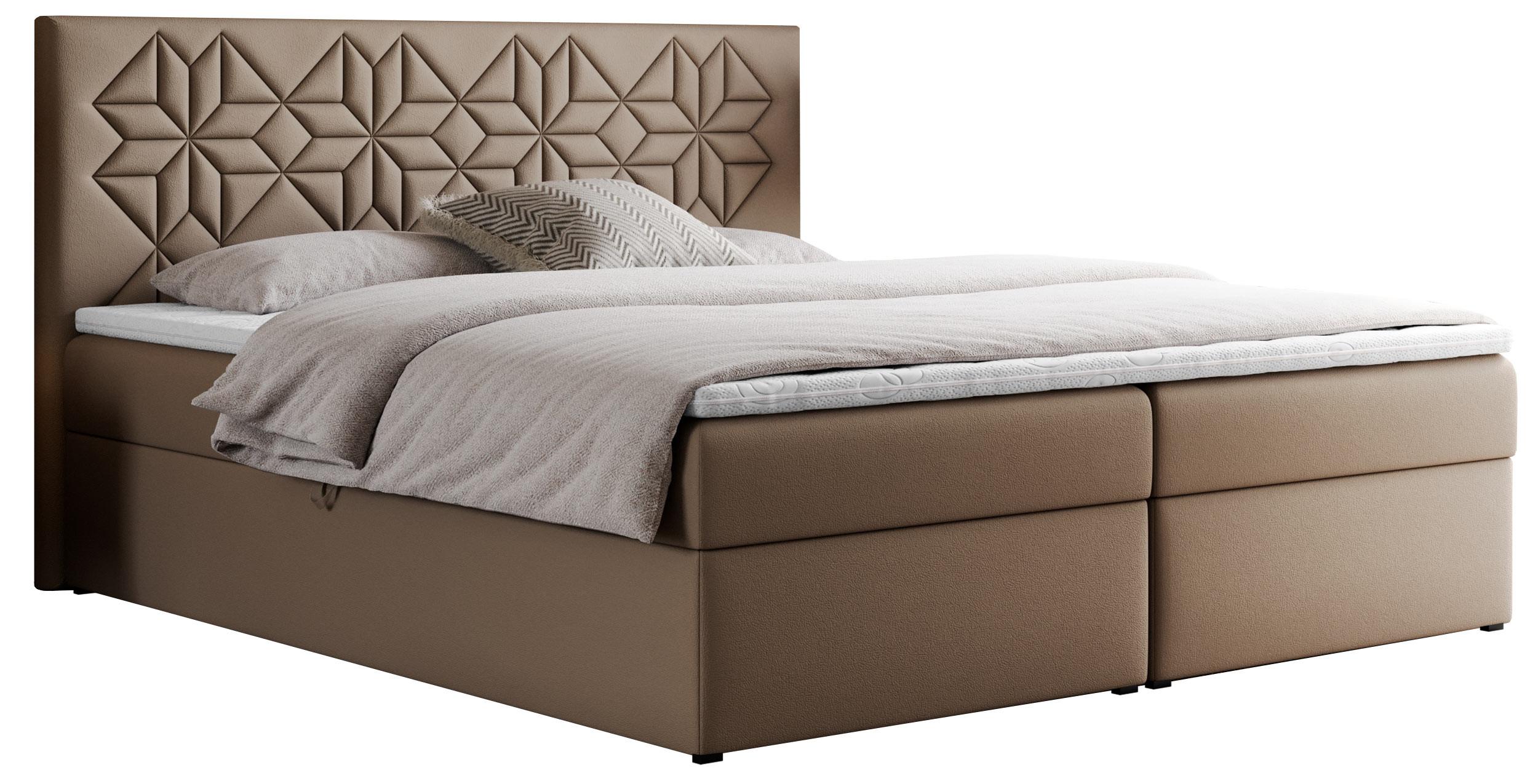 BOXBETT LEILA 120/200 Braun Kunstleder - H4 - Braun, Holz/Textil (120/200cm) - MKS