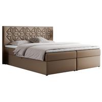 BOXBETT LEILA 140/200 Braun Kunstleder - H4 - Braun, Holz/Textil (140/200cm) - MKS