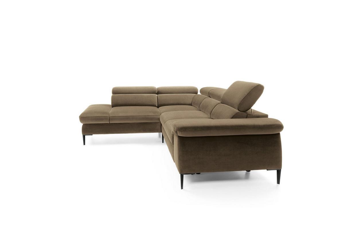 ECKSOFA MESTO Grün Velours-Stoff mit Schlaffunktion - Grün, Holz (280/214cm) - MASSENO