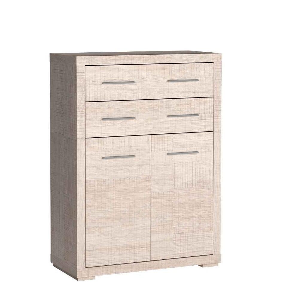 KOMMODE SALERNO 88/122,5/40,5cm mit 2 Schubladen 2 Türen Eichefarben - Eichefarben, Holzwerkstoff (88/122.5/40.5cm) - MASSENO