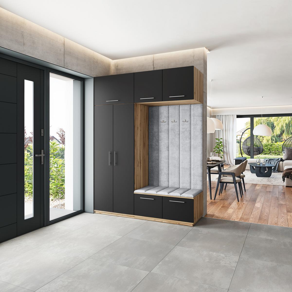 GARDEROBENSCHRANK REMA 180/240/60 cm Modern Eiche Wotan - Eiche Wotan/Hellgrau, Holzwerkstoff (180/240/60cm) - MASSENO