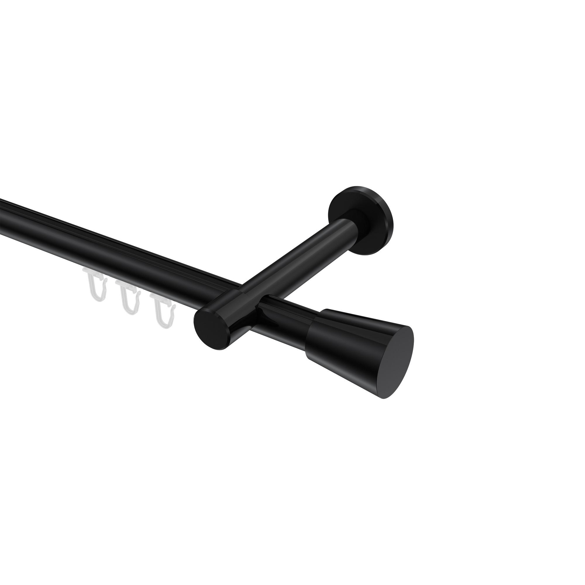 GARDINENSTANGE INNENLAUF Prestige Sitra 260 cm (geteilt in 2 x 130 cm), 1-läufig, 20 mm Ø Schwarz - Schwarz, Metall (260cm) - INTERDECO