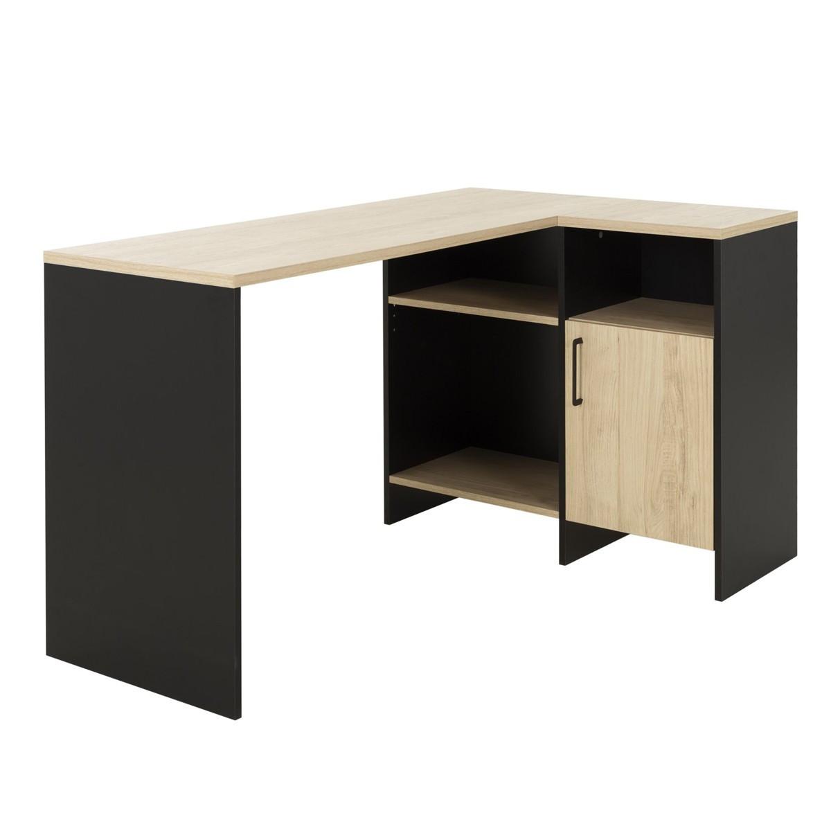 ECKSCHREIBTISCH Liverpool - Französische Herstellung - Schwarz, Holzwerkstoff (88/88/76cm) - Calicosy