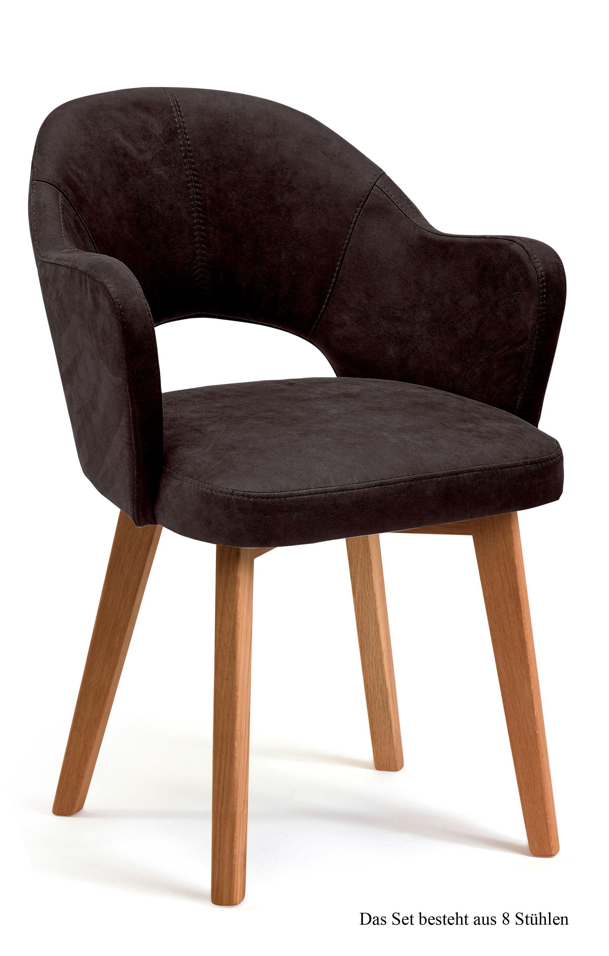 ARMLEHNSTUHL (8er-Set) Darsie 59x87x61 Eiche geölt/Espresso - Eichefarben/Dunkelbraun, Kunststoff (61/87/59cm) - 58aufmkessel