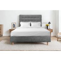 KOPFTEIL gepolstert - Gesteppt – Anthrazitgrauer Stoff - 160 cm - Beige/Anthrazit, Karton/Holz (160/120/10cm) - Sommeil de Plomb