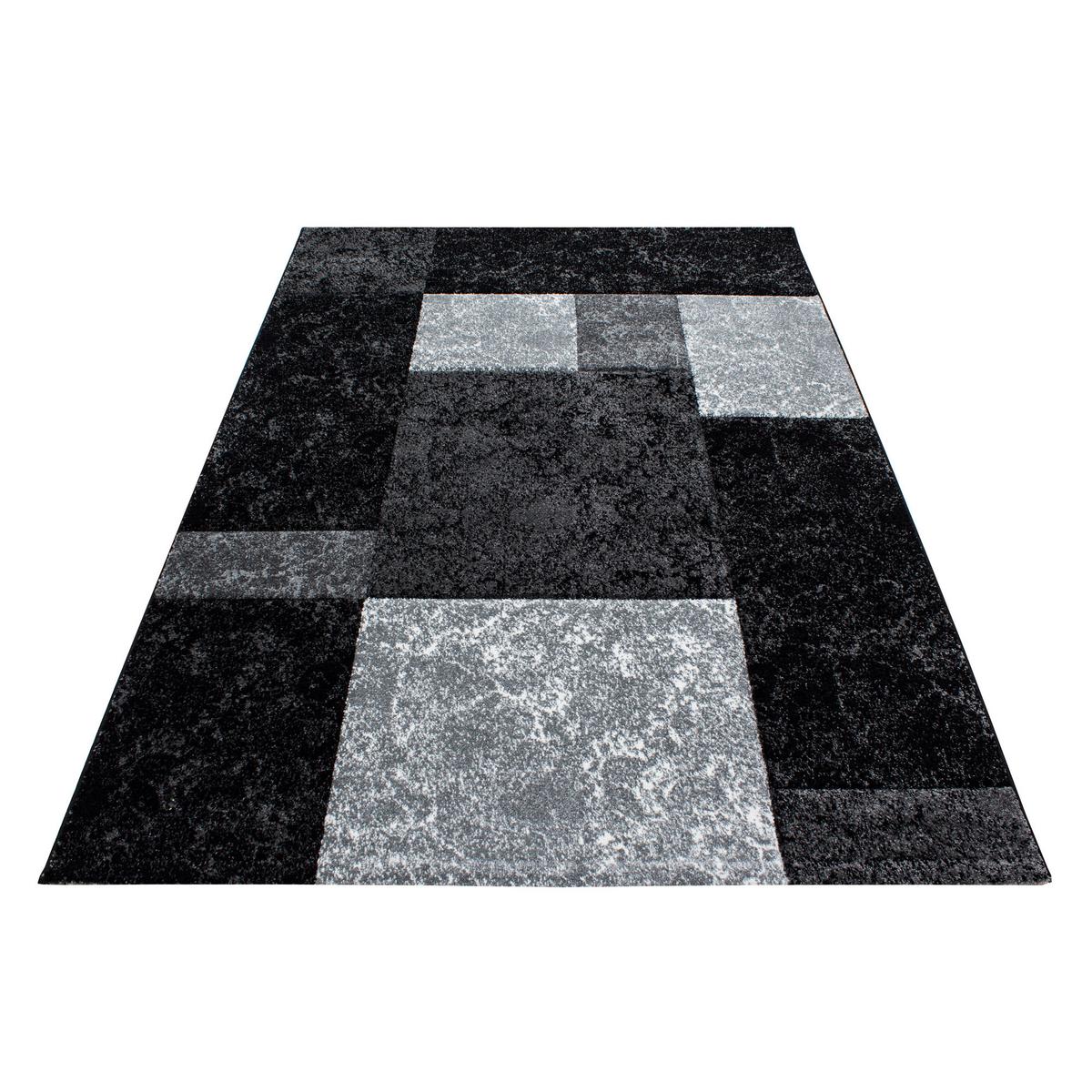KURZFLORTEPPICH LATEMAR, kariert, Schwarz, 140 x 200 cm - Schwarz, Textil (140/200cm) - KADIMA DESIGN