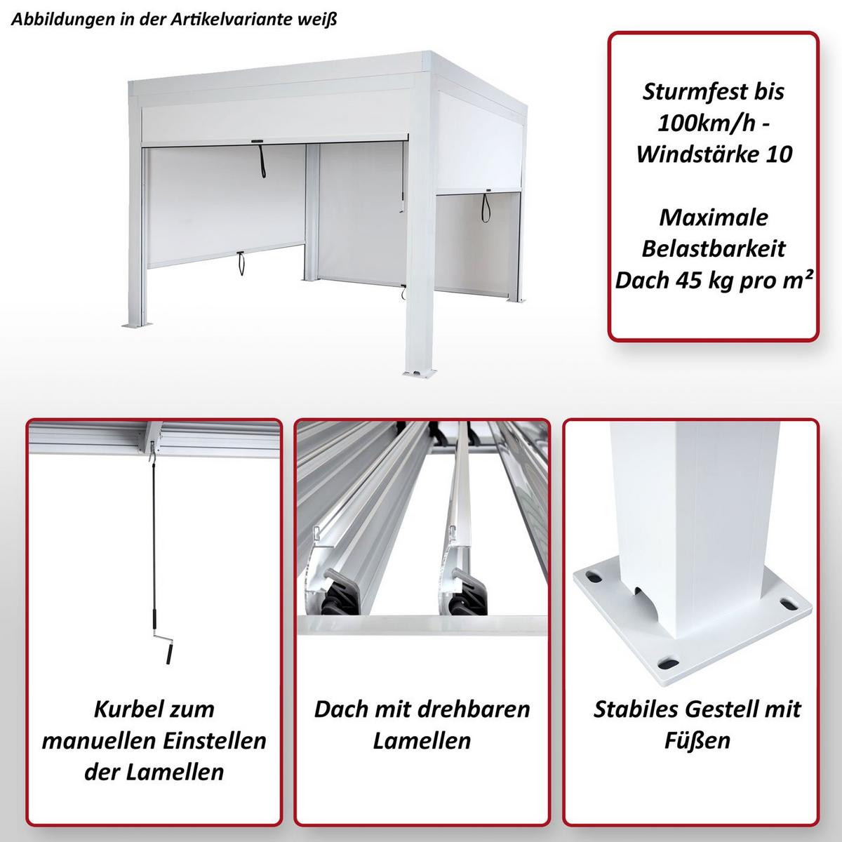 PERGOLA MIT SEITENWAND Anthrazit - Anthrazit, Metall (300/220/300cm) - MCW
