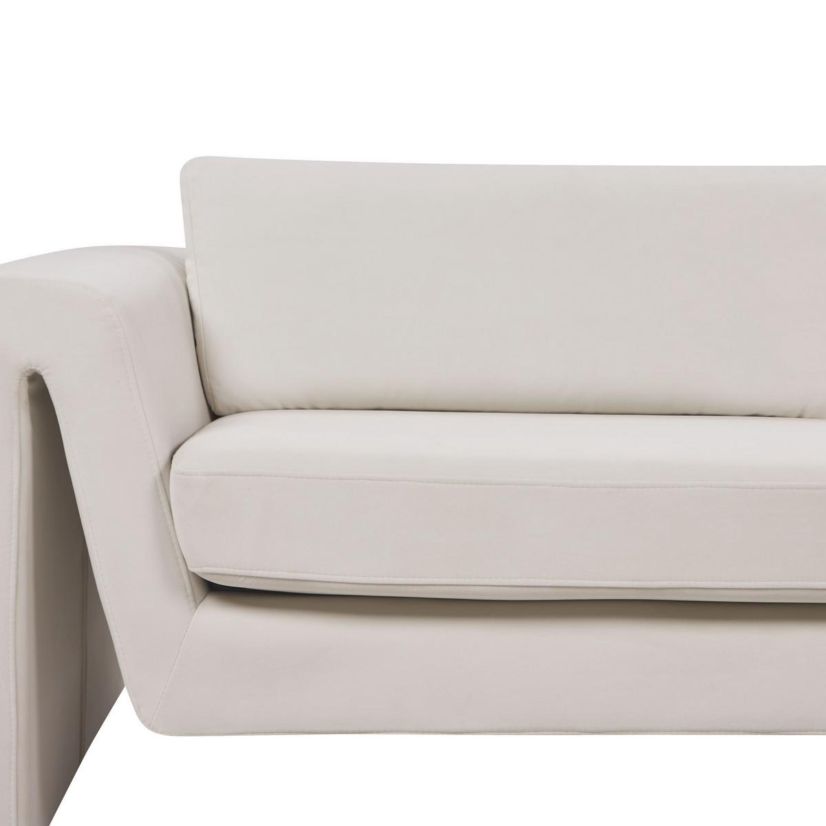 3-SITZER-SOFA Samtstoff hellbeige Maunu - Beige/Schwarz, Textil (237/76/83cm) - Beliani
