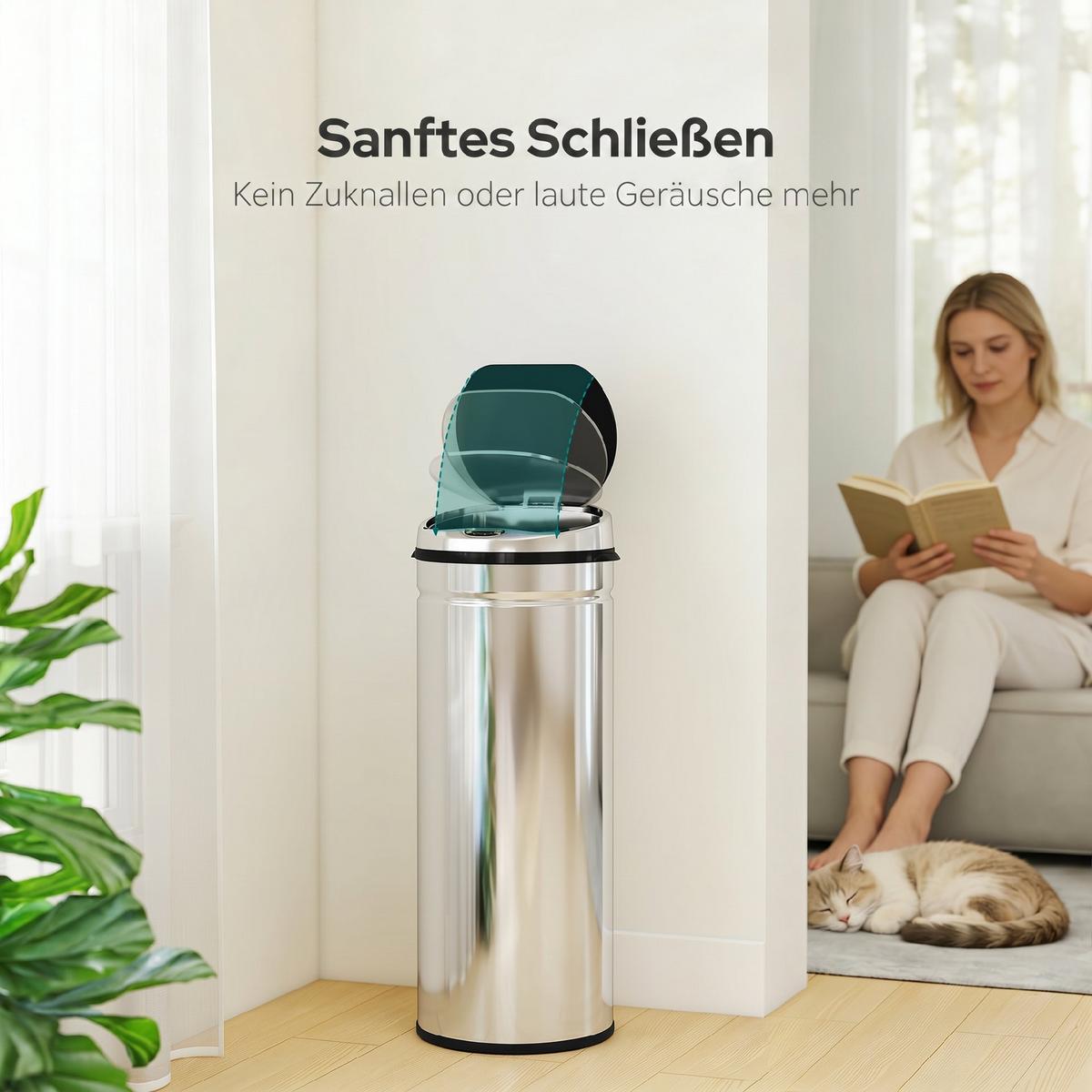 SENSOR-MÜLLEIMER Edelstahl ABS Schwarz - Schwarz, Metall (30.5/81.5/30.5cm) - HOMCOM