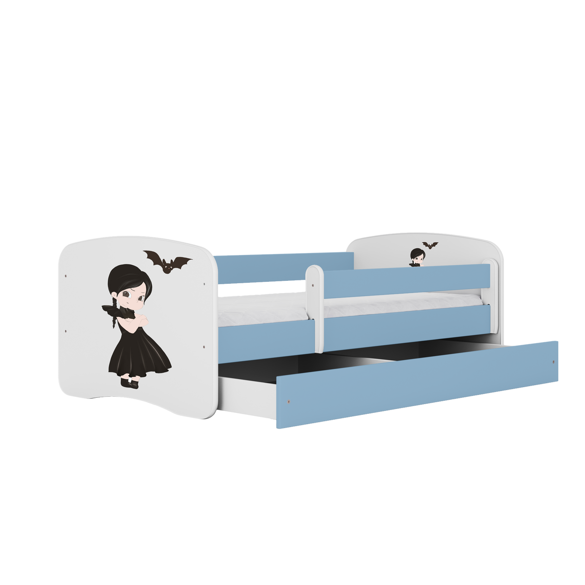 KINDERBETT mit Schublade Mädchen in Schwarz und Matratze 180/80 - Blau, Holzwerkstoff (80/180cm) - RAUMHIRSCH FURNITURE