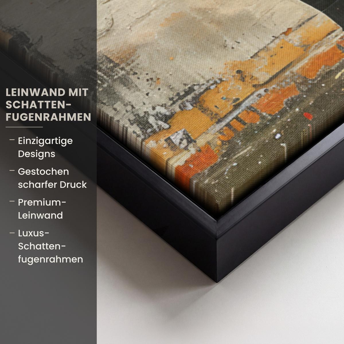 LEINWAND Bilder mit Rahmen - Graffiti - Banksy - Mädchen - Straßenkunst - 100x70 - Sandfarben, Textil (100/70cm) - MuchoWow