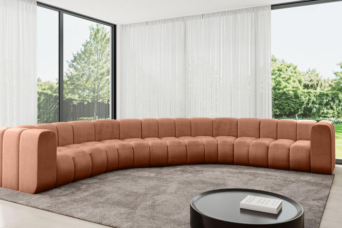 WOHNLANDSCHAFT modulares Sofa Lazro-U1 - 373x373x70 cm Apricot - Koralle, Holzwerkstoff/Textil (373/70/373cm) - ALTDECOR