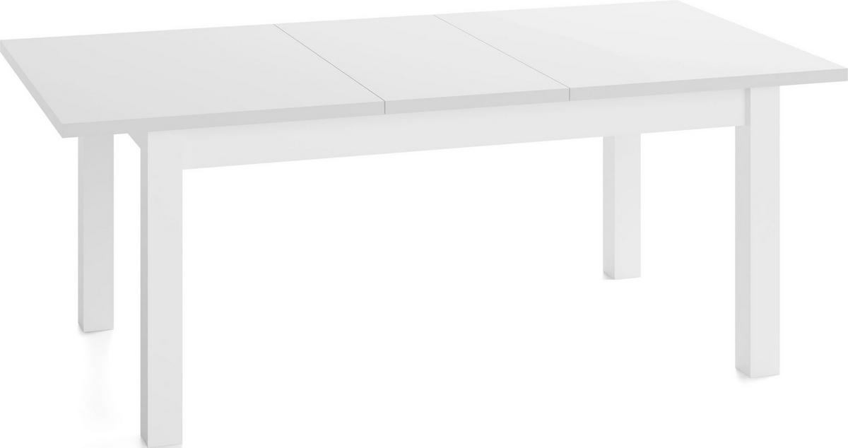 ESSTISCH Lindberg Weiß ausziehbar verlängerbar rechteckig, Weiß 150-190/90/77 cm - Weiß, Holz/Holzwerkstoff (80/190/76.5cm) - WFL GROUP