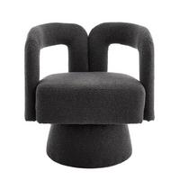 DREHSESSEL 360° Boucle Akzentstuhl Polstersessel für Wohnzimmer & Büro - Dunkelgrau, Textil (67/74/55cm) - Urban Meuble