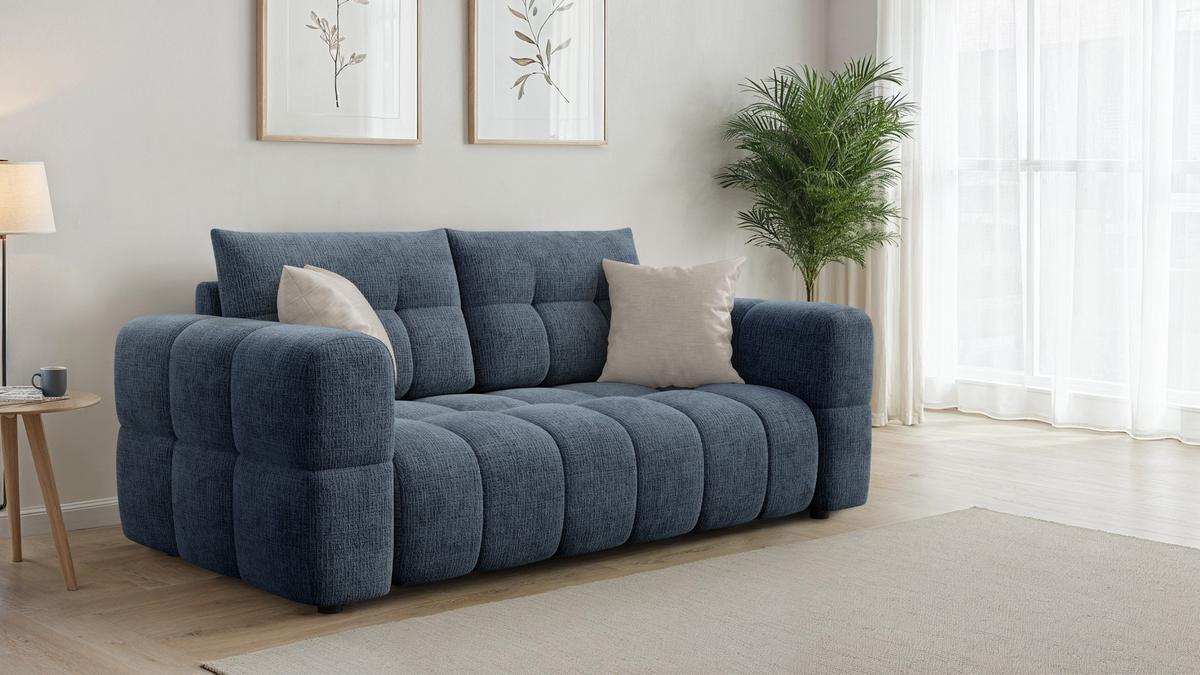 SOFA CLOUDI 2,5-Sitzer, marineblau - Blau/Schwarz, Holz/Textil (211/89/104cm) - Wozimo