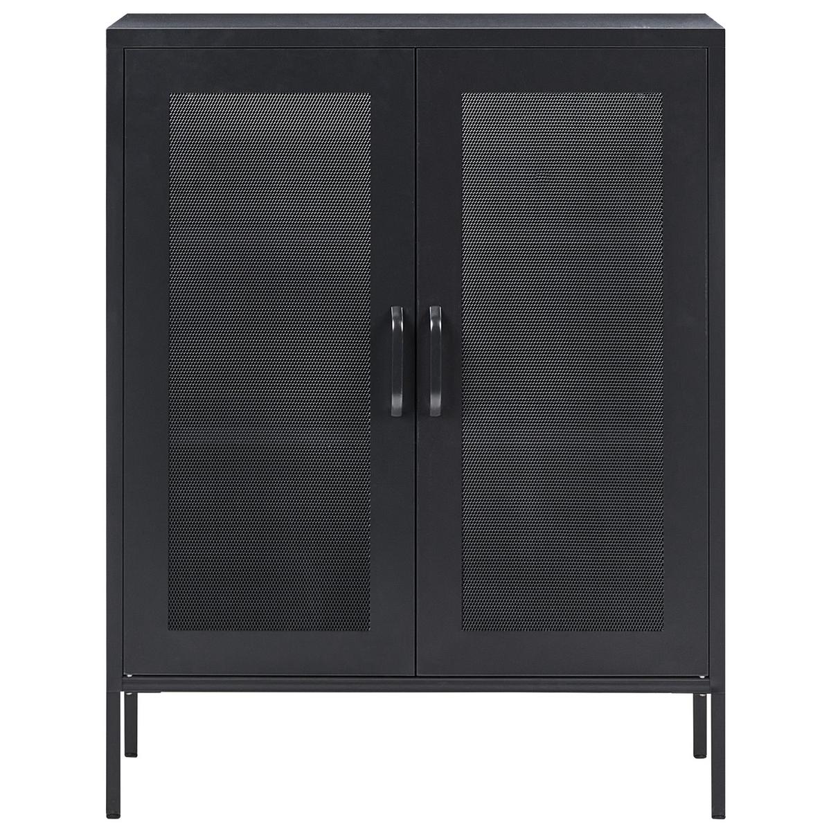 SCHRANK Metall Schwarz Wakatipu - Schwarz, Metall (80/102/40cm) - Beliani