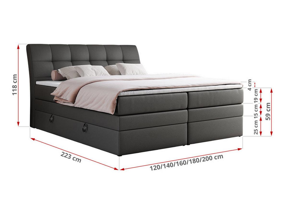 BOXSPRINGBETT GOLD-10 KING 160/200 Dunkelgrau Kunstleder - H3 - Dunkelgrau, Holz/Textil (160/200cm) - MKS