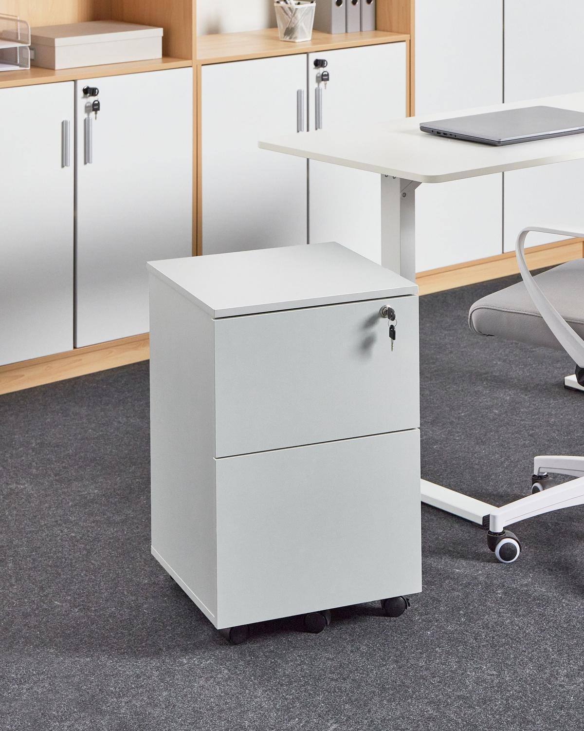 BÜROSCHRANK Hellgrau Johnson - Hellgrau/Schwarz, Holzwerkstoff (40/62/40cm) - Beliani