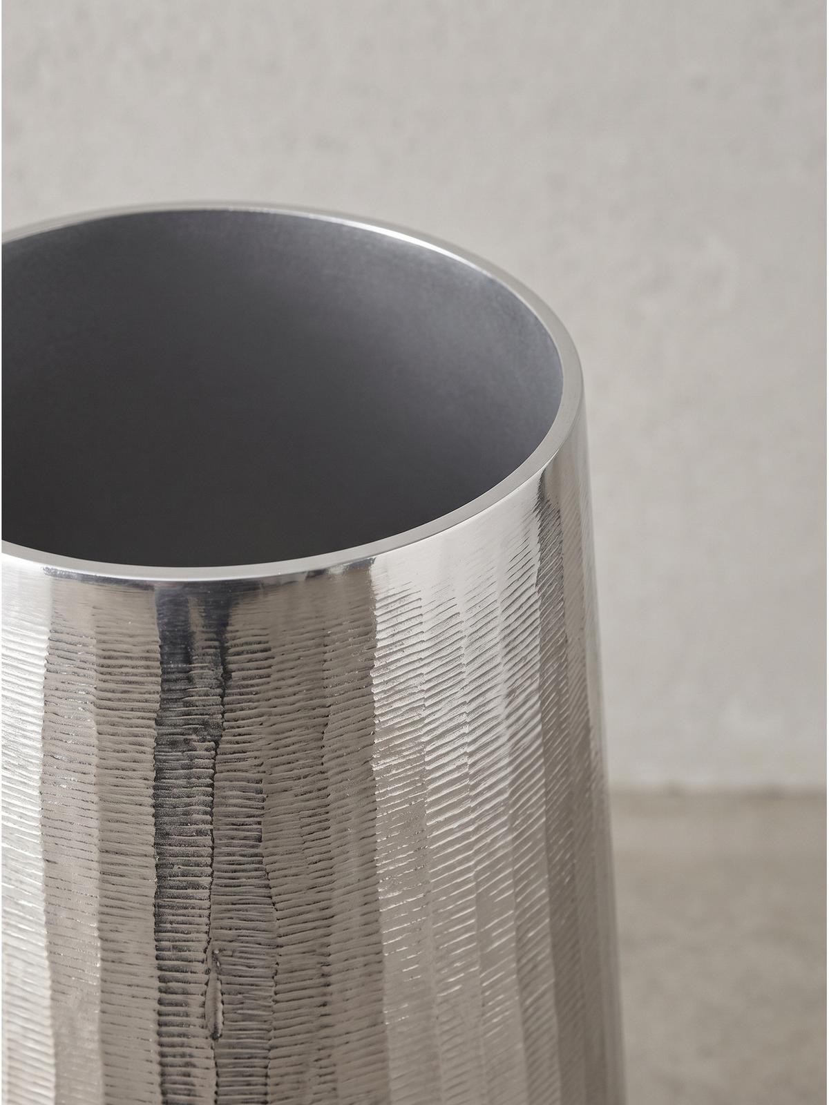 VASEN 2er-Set AMALFI, Aluminium, handgefertigt, Silber, Ø 21 x 45 cm - Silberfarben, Metall (45cm) - KADIMA DESIGN