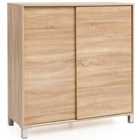 SCHUHSCHRANK Holz für 20 Paar Schuhe mit Ablage, Sonoma 100x38x108 cm - Silberfarben/Braun, Kunststoff (100/108/38cm) - KADIMA DESIGN