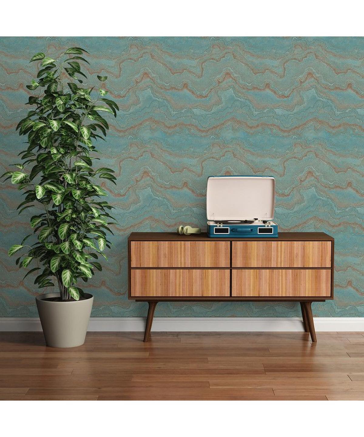 VLIESTAPETE Blau 53/1005 cm - Türkis, Textil (53/1cm) - KUNSTLOFT