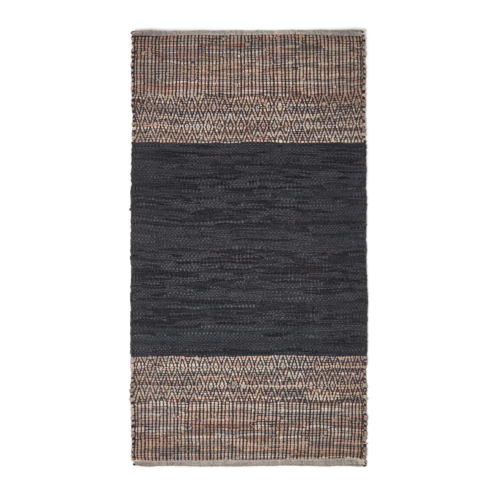LEDERTEPPICH mit Webmuster 150/240 cm - Schwarz, Leder (150/240cm) - Homescapes