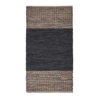 LEDERTEPPICH mit Webmuster 150/240 cm - Schwarz, Leder (150/240cm) - Homescapes
