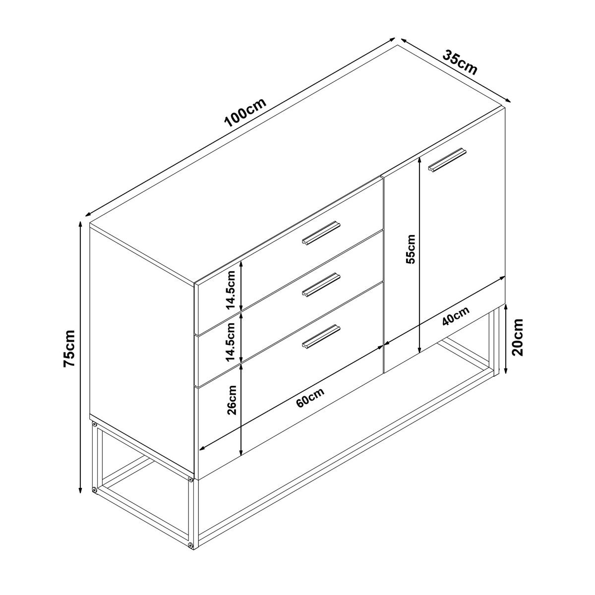 SIDEBOARD Lavangen - Goldfarben/Weiß, Holzwerkstoff/Metall (100/75/35cm) - [en.casa]