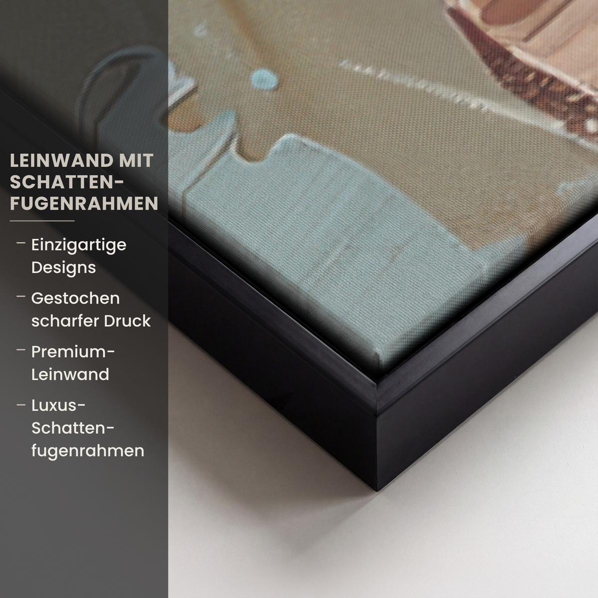 LEINWAND Bilder mit Rahmen - Frau - Lackierung - Porträt - Modern - 150x100 - Altrosa, Textil (150/100cm) - MuchoWow
