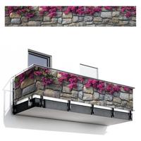 BALKON-SICHTSCHUTZ Bougainvillea - Steinmauer - Rosa Balkon Deko 500x75 cm - Magenta, Kunststoff (500/75cm) - MuchoWow