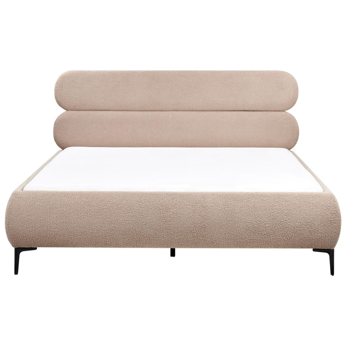 BETT mit Lattenrost 180/200 cm Taupe Lessay - Taupe/Schwarz, Textil (180/200cm) - Beliani